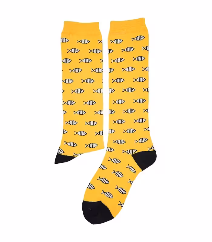 جوراب ساق بلند زیر زانو داینوساکس طرح اسکلت ماهی