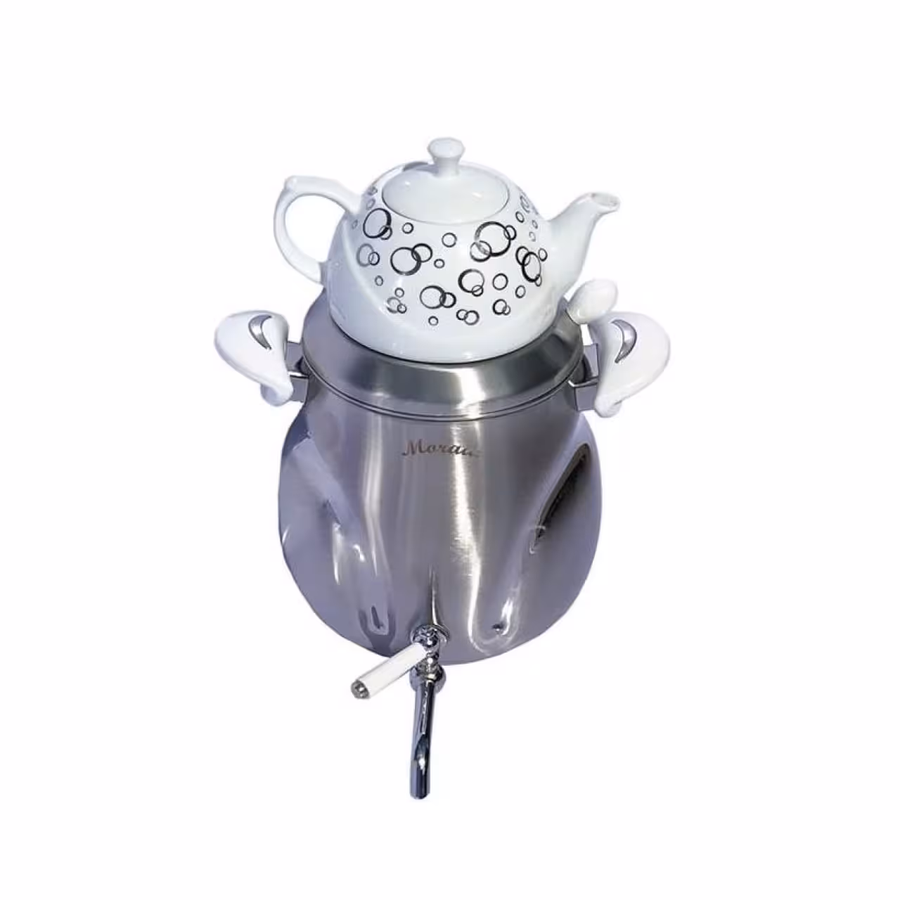 کتری قوری مرادی مدل مینا سفید