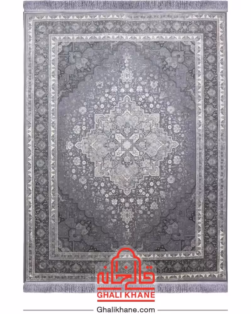 فرش تهران 1200 شانه طرح هریس نقره‌کوب طوسی
