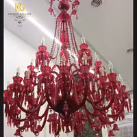 لوستر قرمز یاقوتی طبقاتی سبک باکارات ریسه ای