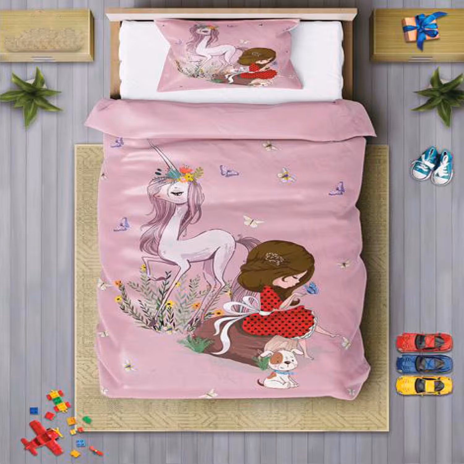 سرویس روتختی دخترانه چیداری مدل 7132 یک نفره چهار تکه