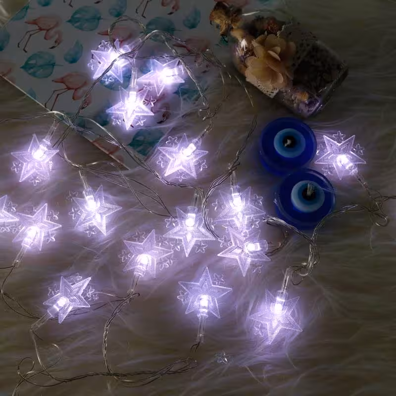 ریسه طرح ستاره برفکی مهتابی 4٫5 متری