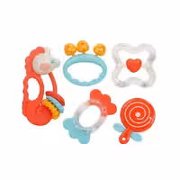 ست جغجغه دندانگیر 5 عددی قرمز آبی