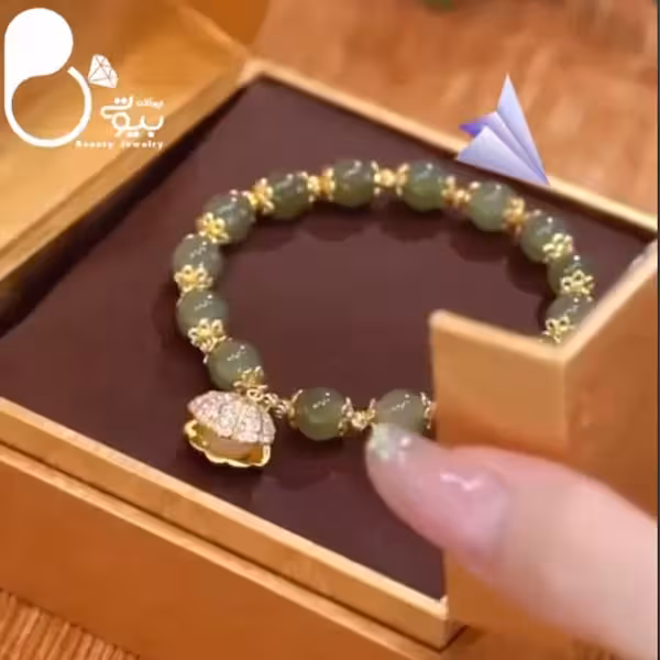 دستبند صدف و مروارید سبز