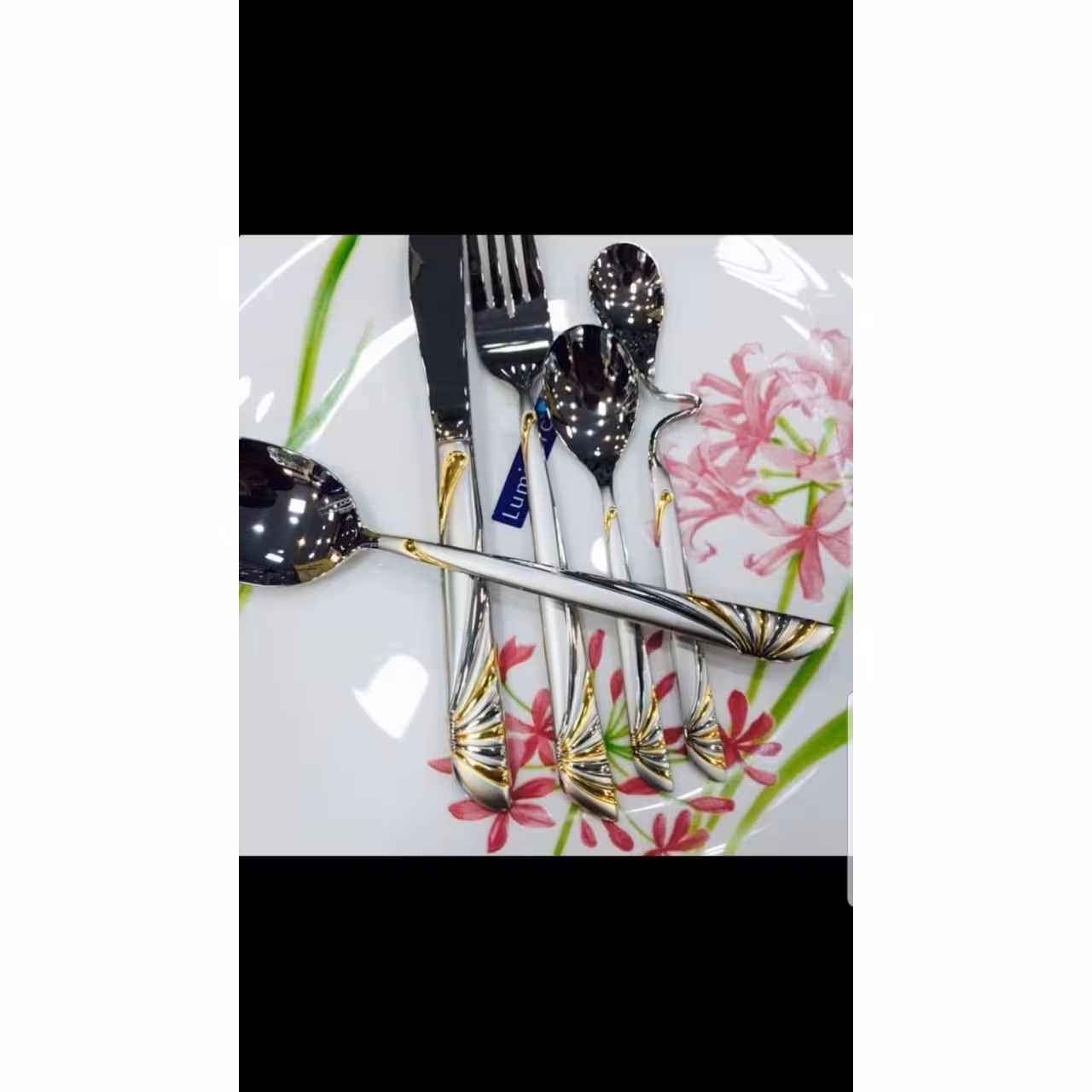 سرویس قاشق و چنگال 6 نفره 24 تکه مارک آلمانی عرشیا طرح شمس طلایی