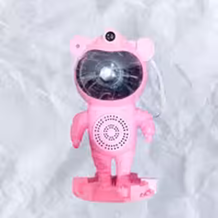 چراغ خواب و پروژکتور کهکشانی اسپیکردار فضانورد طرح ایستاده با ریموت کنترل (صورتی رنگ)