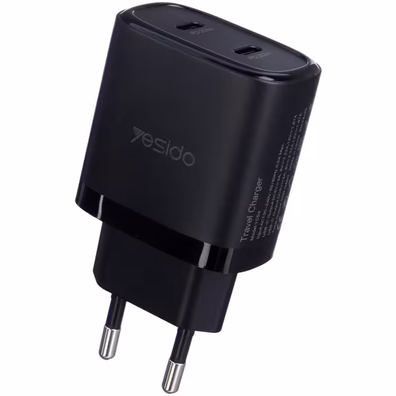 شارژر دیواری فست شارژ Yesido YC50 2Port 3A QC3.0 PD 20W   کابل تبدیل تایپ سی