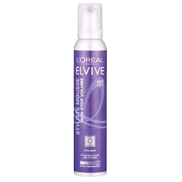 موس مو حالت دهنده و حجم دهنده لورآل(اورال)بنفش(LOREAL ELVIVE STYLISTE MOUSSE NON-STOP VOLUME)