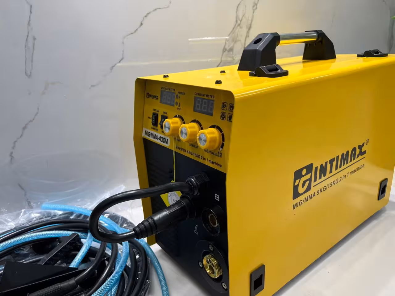 دستگاه جوش اینورتر 430 آمپر CO2 و الکترود صنعتی اینتیمکس با مانومتر و گرمکن مدل MIG/MMA430