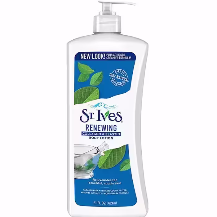 لوسیون بدن بازسازی کننده عصاره کلاژن و الاستین سینت ایوز St Ives Smoothing 621ml