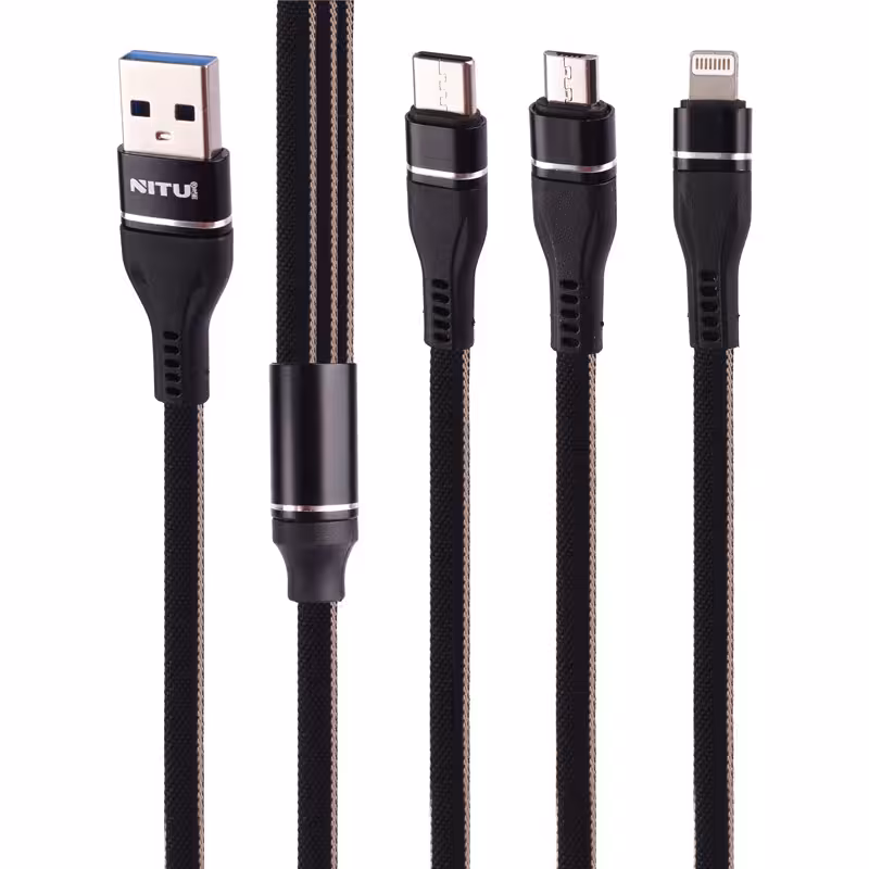 کابل 3کاره لایتنینگ و میکرو و تایپسی نیتو NITU NT-UC38 طول 1.2متر