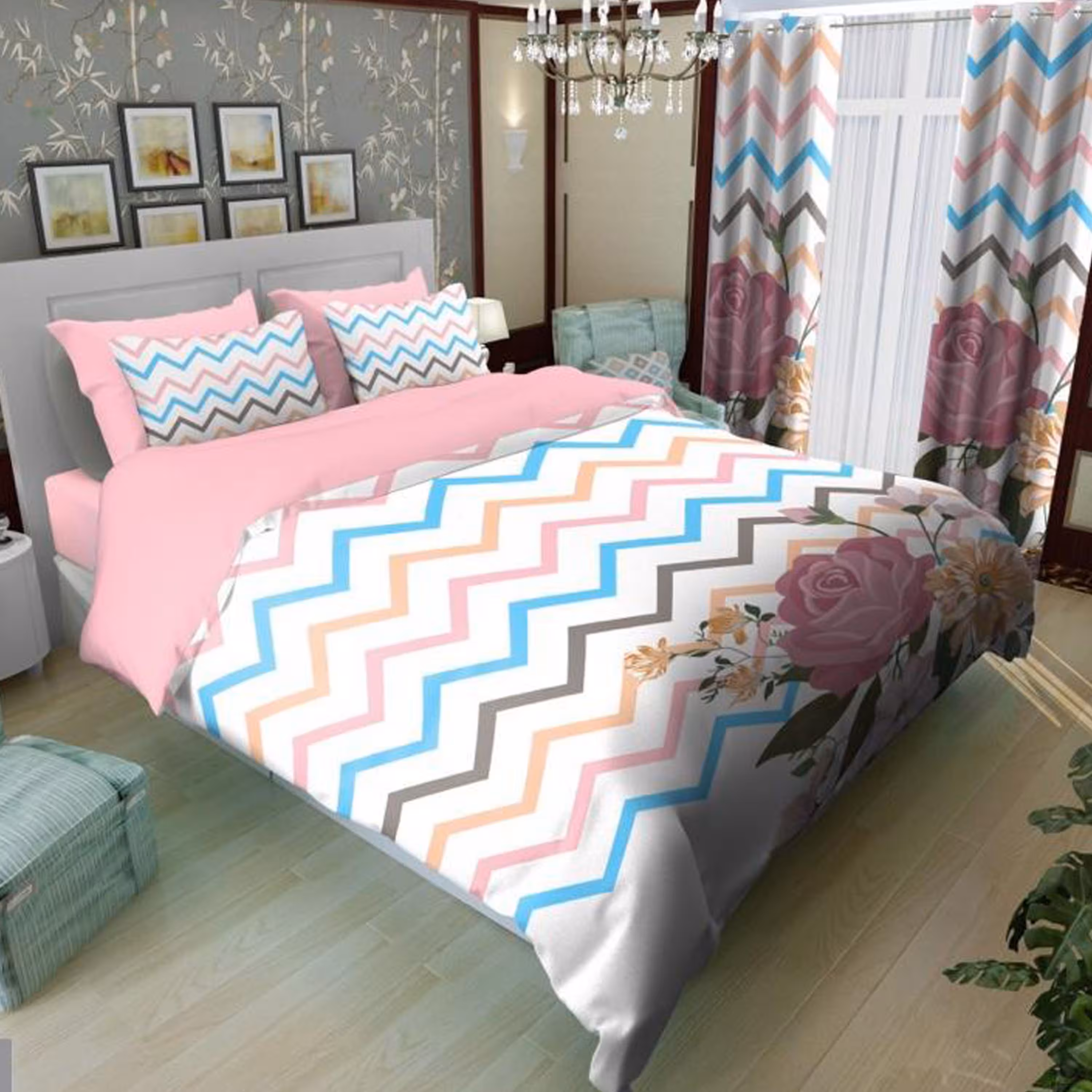 سرویس روتختی 1 نفره تنسل چاپی برندترک لند (Turk Land)  کد rs 54