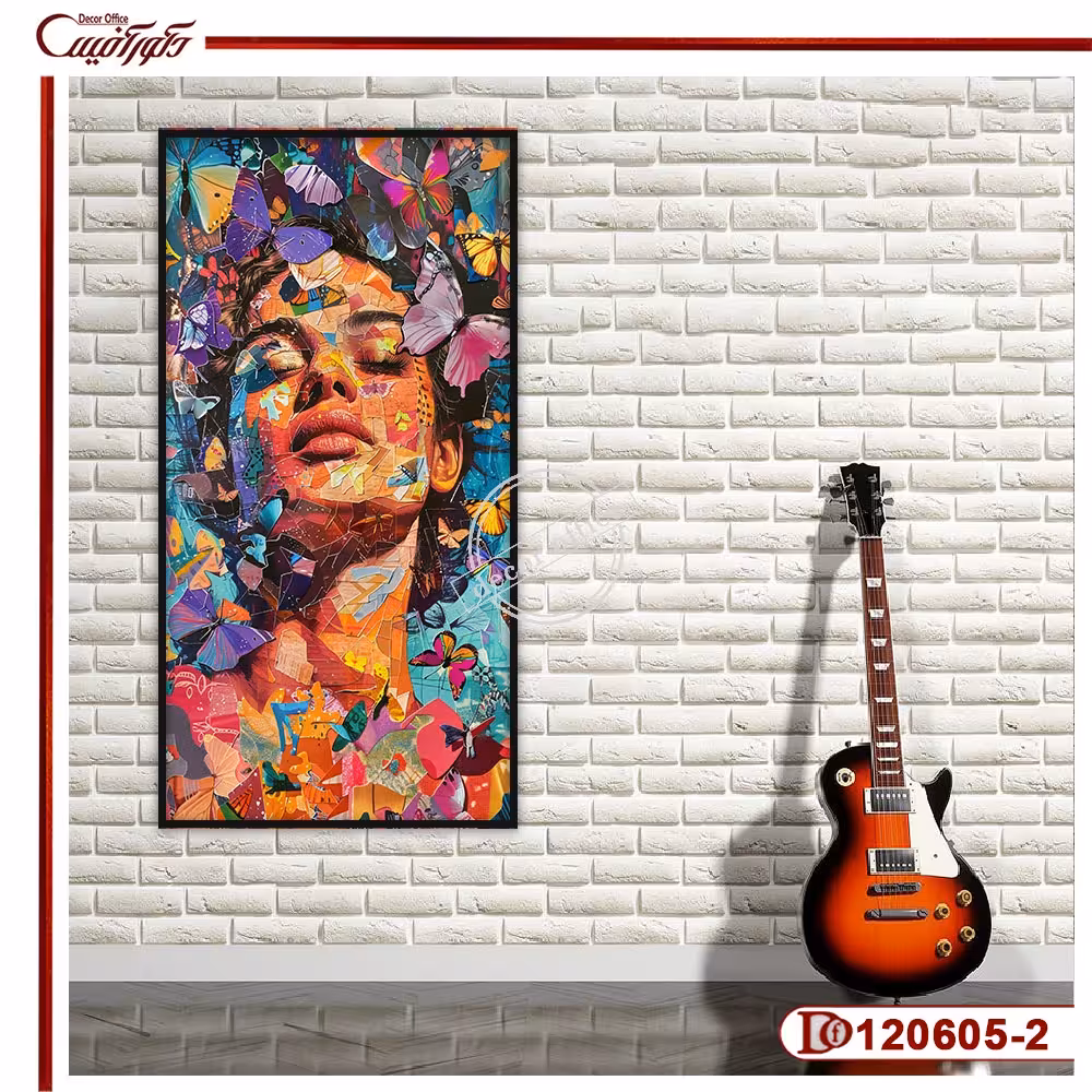 تابلو هنری پرتره زن و پروانه E120605-2