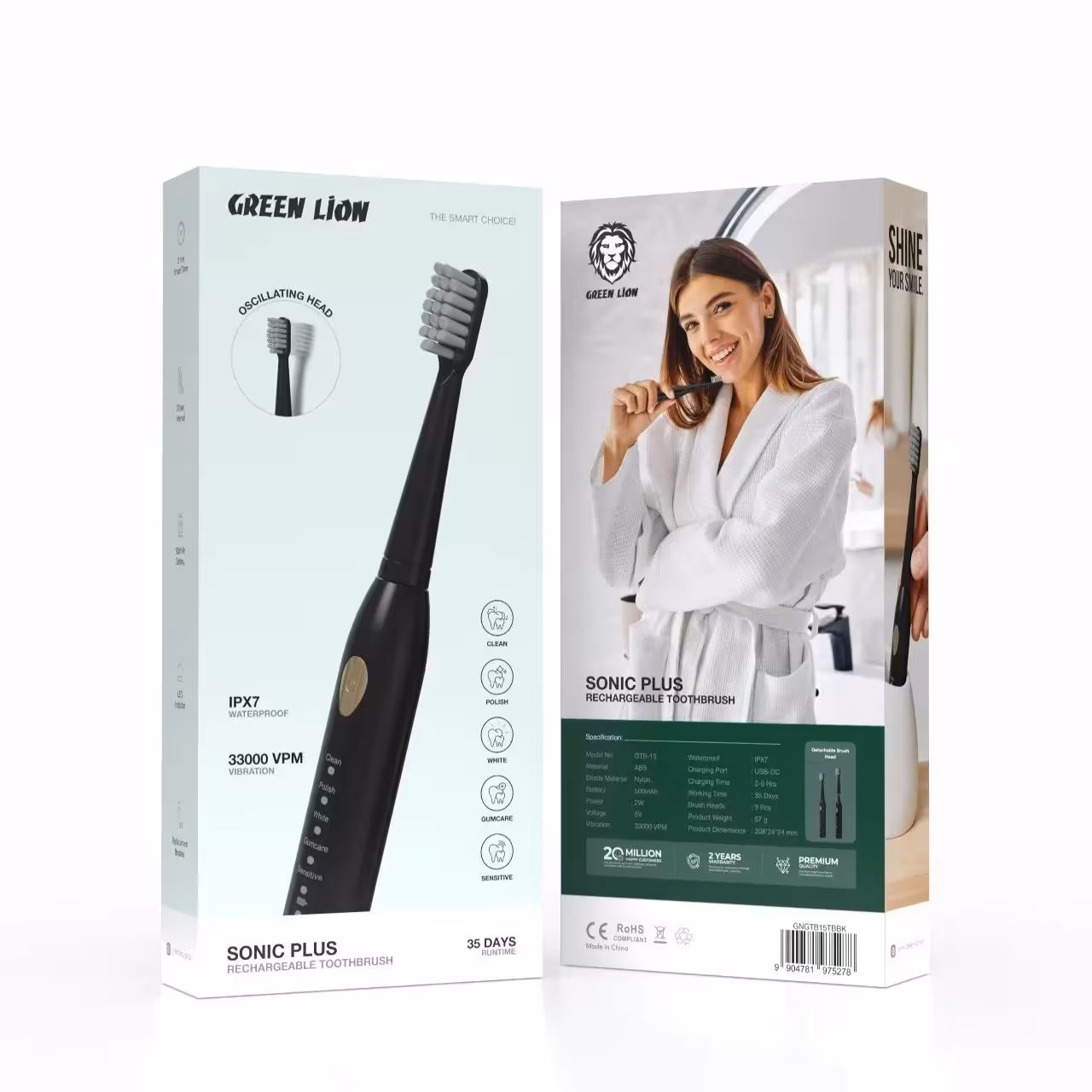 مسواک برقی قابل شارژ سونیک پلاس گرین لاین Sonic Plus Rechargeable Toothbrush