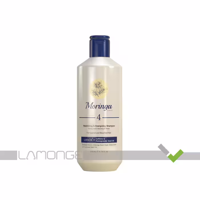 شامپو مغذی و انرژی‌ بخش مورینگا امو مناسب موهای رنگ شده و دکلره شماره 4 حجم 200 میلی لیتر