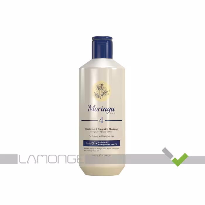 شامپو مغذی و انرژی‌ بخش مورینگا امو مناسب موهای رنگ شده و دکلره شماره 4 حجم 200 میلی لیتر