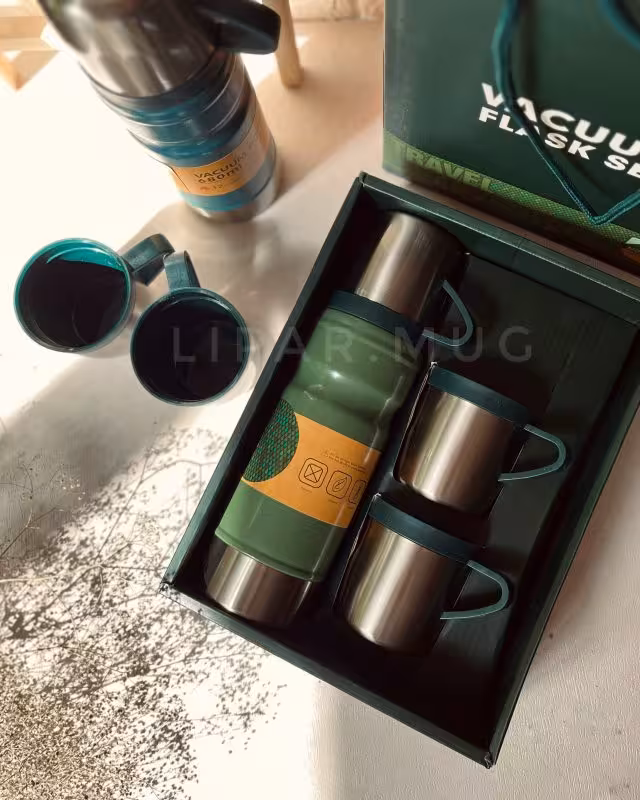 ست فلاسک طرح استنلی درب فنجونی