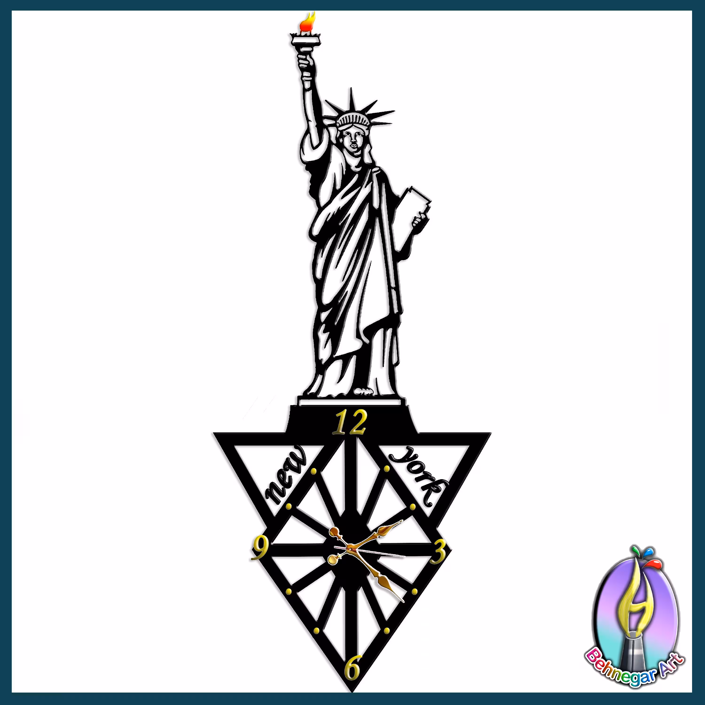 تابلو و ساعت دیواری طرح مجسمه آزادی بسیار زیبا و شیک برای دکوراسیون