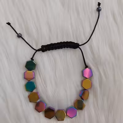 دستبند مدل حدید طرح شش ضلعی کد 111