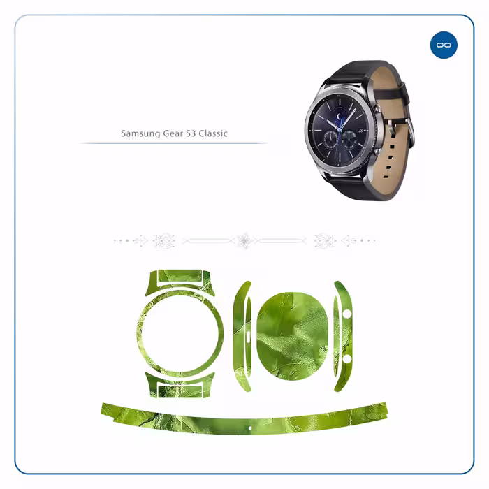 برچسب ماهوت طرح Green-Crystal-Marble مناسب برای ساعت هوشمند سامسونگ Galaxy Gear S3 Classic