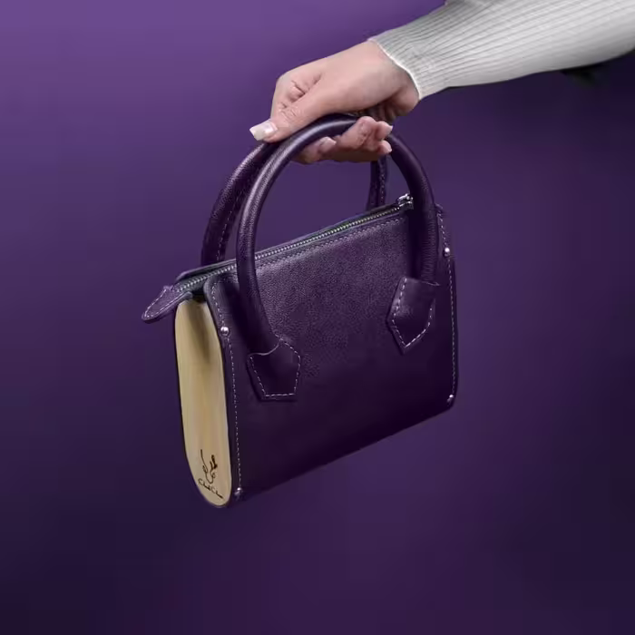 کیف دستی چرم و چوب مدل بامبو