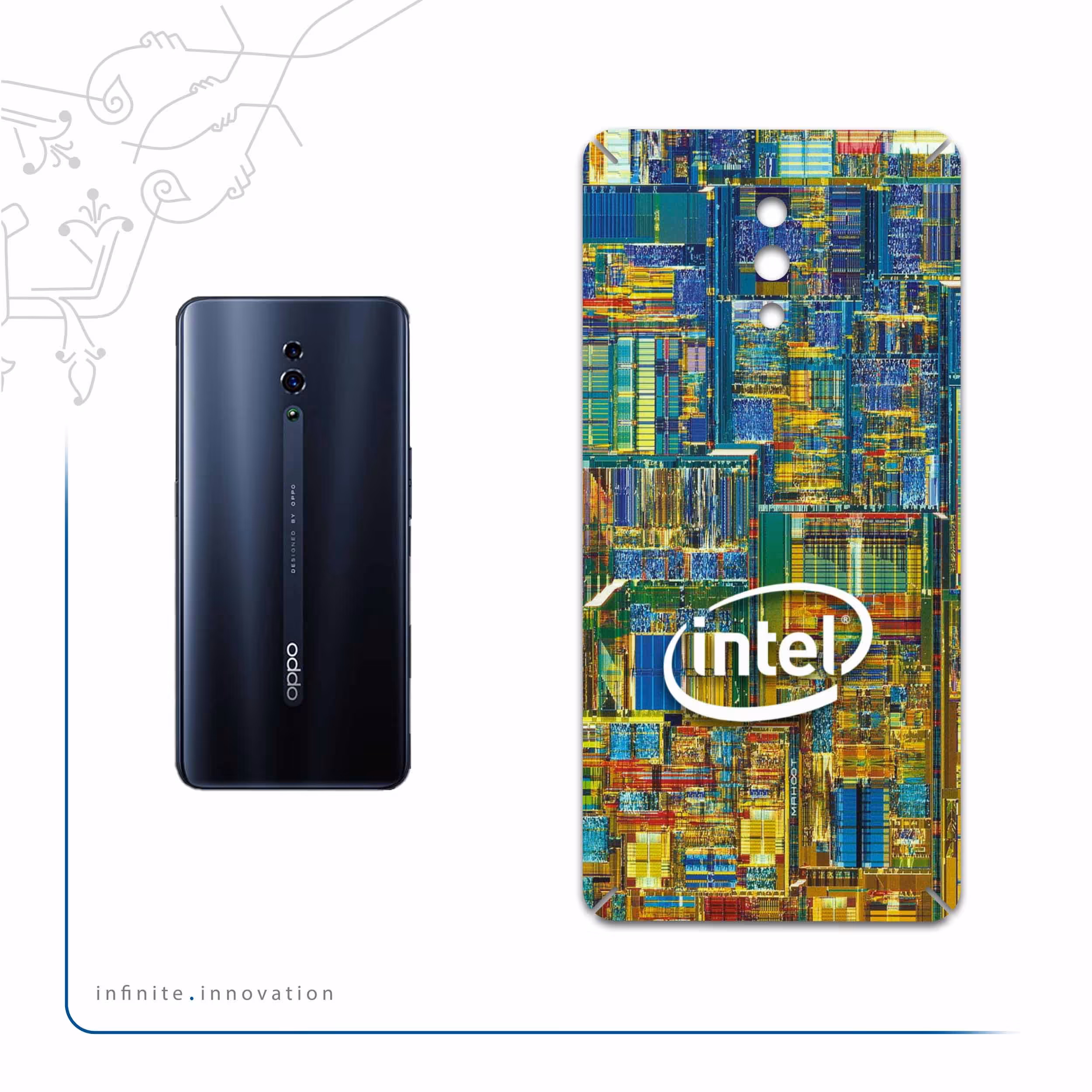 برچسب پوششی ماهوت مدل Intel-Brand مناسب برای گوشی موبایل اپو Reno