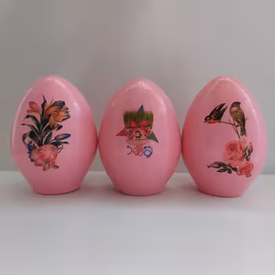 تخم مرغ سفالی مدل نوروز کد 5 مجموعه 3 عددی