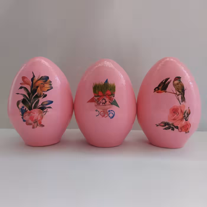 تخم مرغ سفالی مدل نوروز کد 5 مجموعه 3 عددی