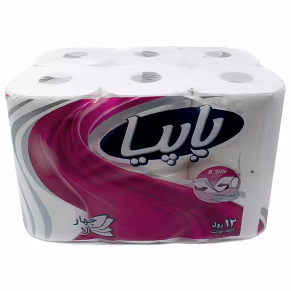 دستمال توالت رولی پاپیا 4 لایه 12 عددی