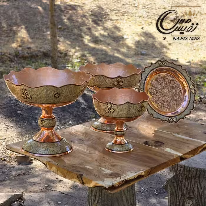 سرویس پذیرایی لب دالبری خاتم کاری طرح نفیس ( میوه ، آجیل و شکلات و شیرینی خوری )
