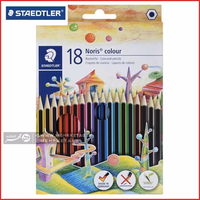 مداد رنگی 18 رنگ استدلر وپکس نشکن سری نوریس Noris Staedtler wopex-18 color Pencils