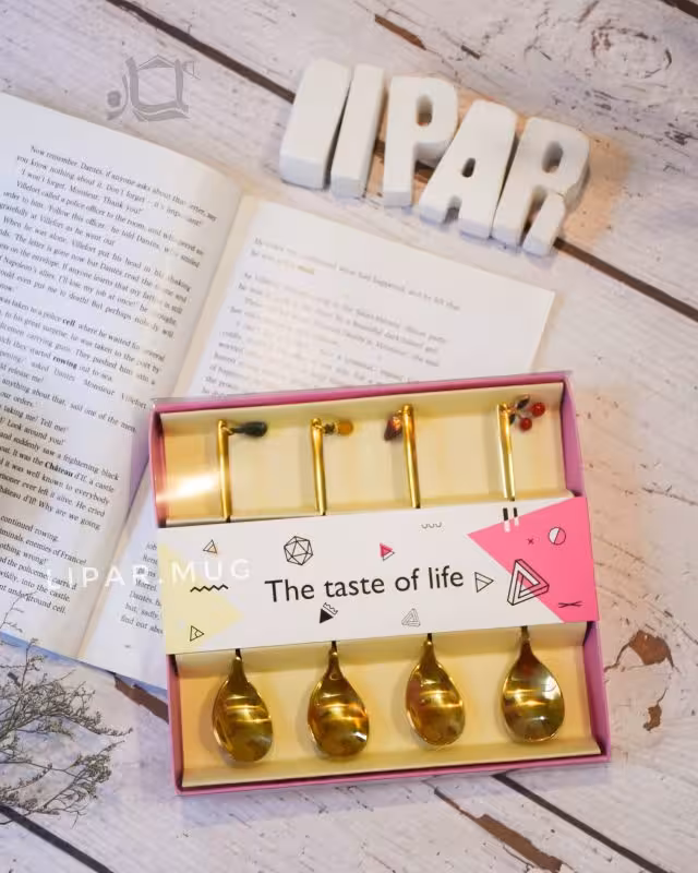 ست قاشق استیل طرح میوه ریز