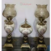 ست چراغ سرامیکی و آجیل خوری تمام برنج در پنج رنگ