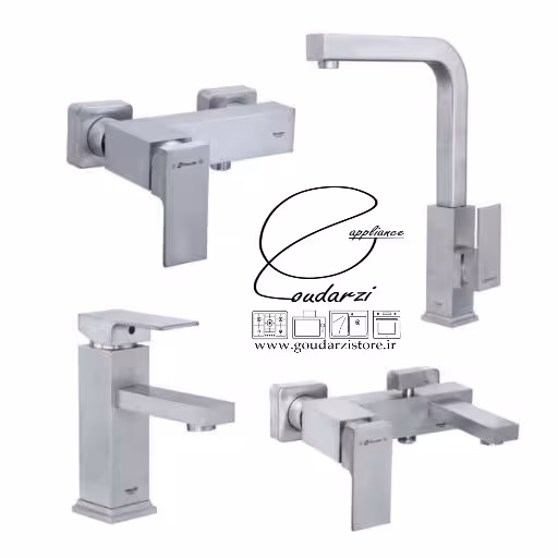 ست شیرالات شودر مدل اروپا کروم مات