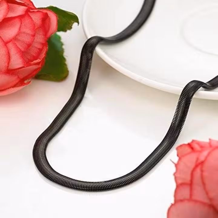 گردنبند استیل مشکی هرینگبون ماری