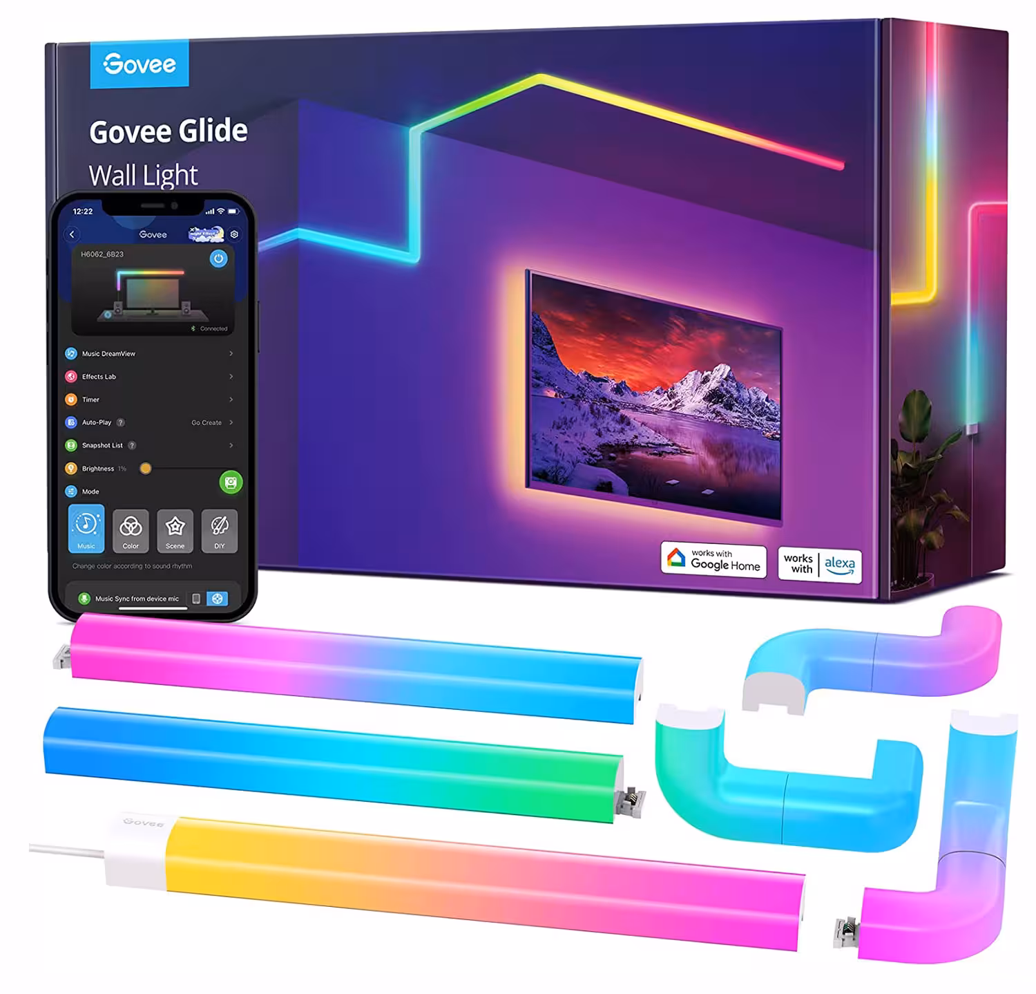 چراغ دیواری هوشمند گووی 6 9 تیکه Govee Glide Wall Light