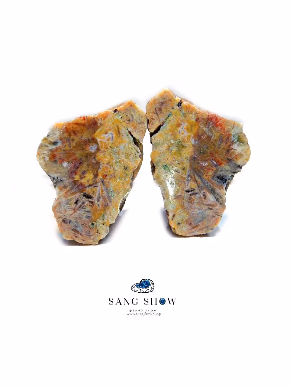 جفت اسلایس عقیق کارنلین ساژنیت رتایل دار نمونه استثنایی S686