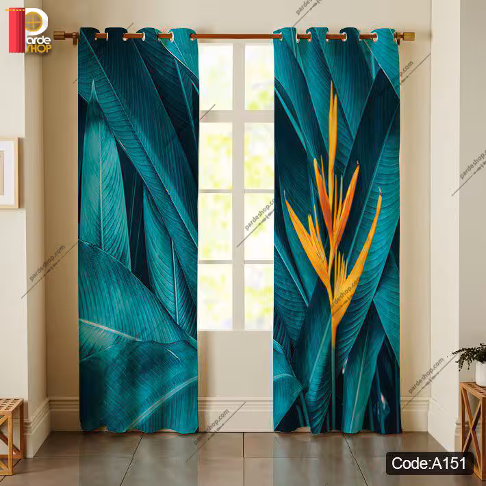 پرده پانچی چاپی کد A151   یک پنل حریر پانچی رایگان