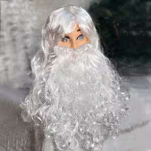 کلاه گیس حالت دار و ریش بلند فر سفید پیرمرد