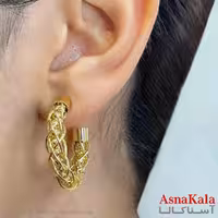 گوشواره دخترانه مینیمال طرح حلقه توری فشن رنگ طلایی کد GSH151740W