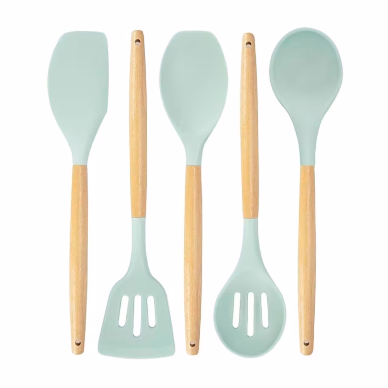 ست 5 تیکه کفگیر رنگ سبز پاستیلی