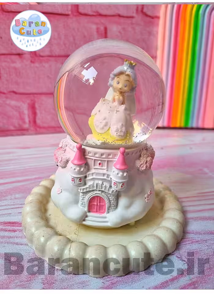 گوی موزیکال برفی چراغ دار (سایز متوسط) طرح پرنسس