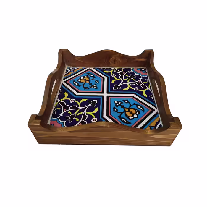 سینی چوبی طرح کاشی