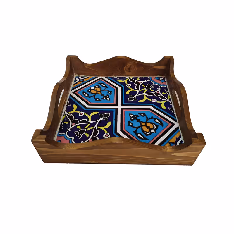 سینی چوبی طرح کاشی