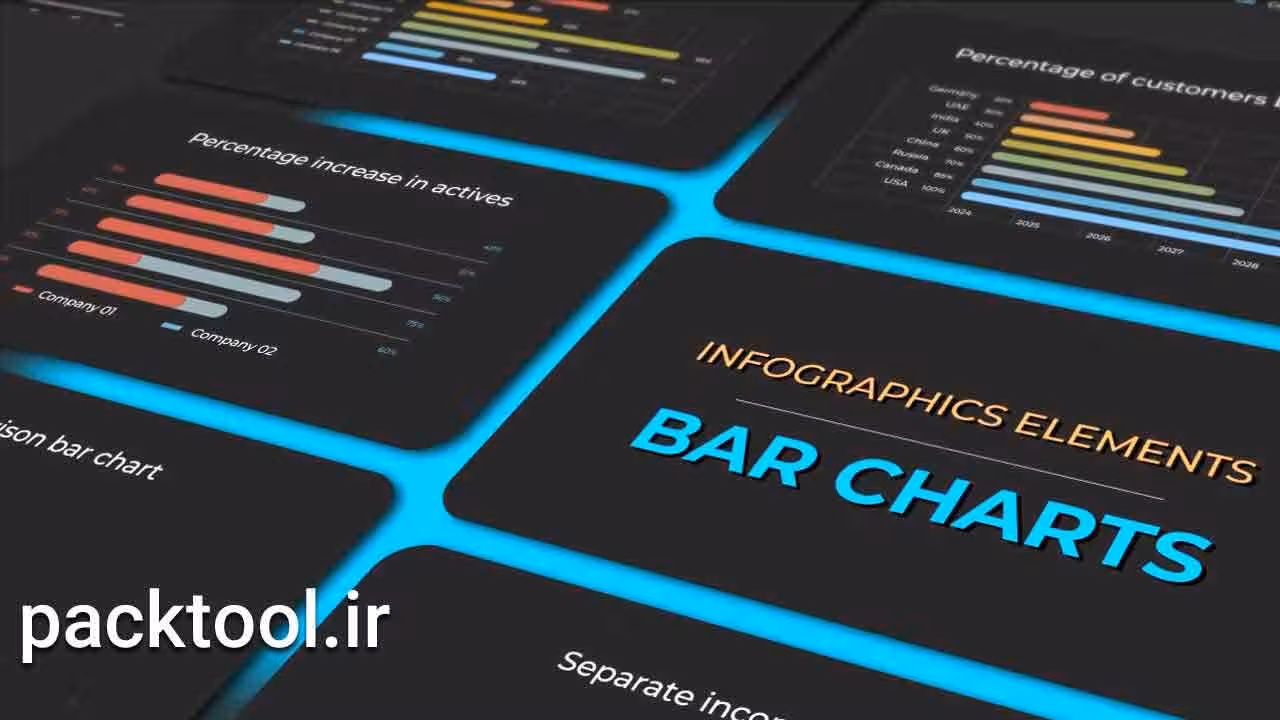 دانلود پروژه آماده اینفوگرافیک نمودار میله ای افتر افکت Infographic Bar Charts - پک تول
