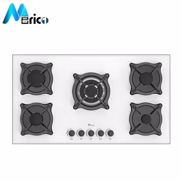 گاز رومیزی بیمکث کد 5087 پنج شعله شیشه سفید