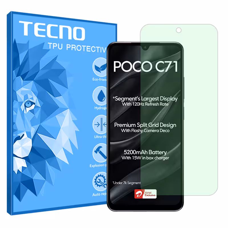 گلس شیائومی Poco C71 مدل گرین لایت برند تکنو کد S