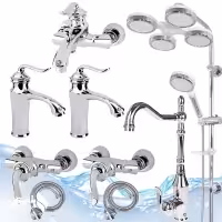 ست 9عددی شیرآلات اهرمی بامبو باعلم دوش هلی شاتی کروم