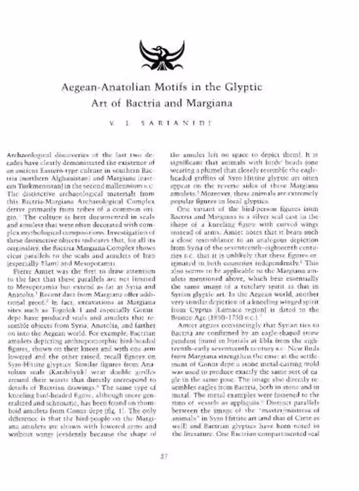 خرید و دانلود نسخه کامل کتاب Aegean-Anatolian Motifs in the Glyptic Art of Bactria and Margiana
