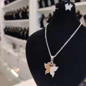 نیمست استیل شنی آینه ای پروانه نقره ای رنگ ثابت